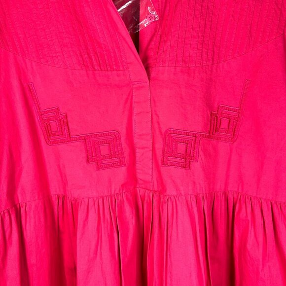 Jude Connally Large Dress Embroidered Ladder Stitch Pink Long Sleeve Party Brunc - Picture 8 of 8